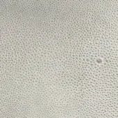 Light gray printed leather texture, Rugiano collection, featuring a dense repeating circular pattern and matte finish.